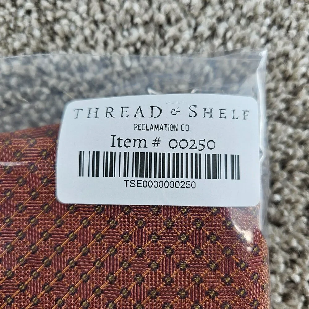 Banana Republic Silk Tie Burnt Orange Geometric Micro Dot Grid USA Made Mens